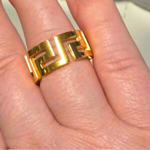 VERSACE Medusa Greca Gold Ring | Made in Italy Heavy Designer Statement Jewelry